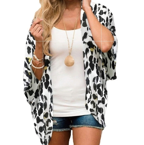 Sweaters - Sheer leopard kimono